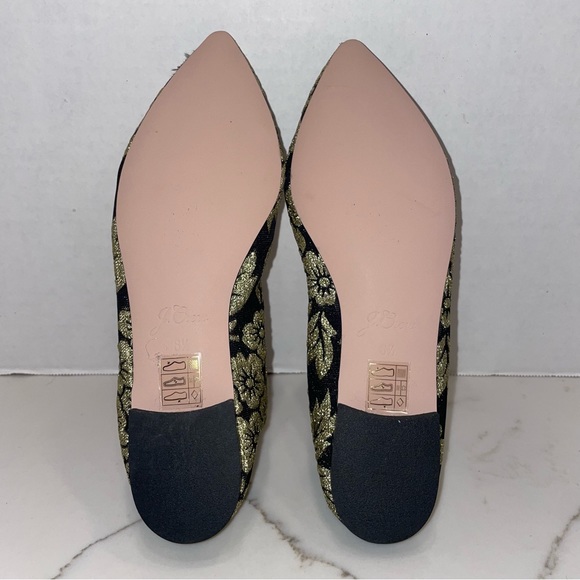 NEW J CREW gold floral print and black pointy toe flats Ballet Shoes Size 6.5. - Picture 7 of 8